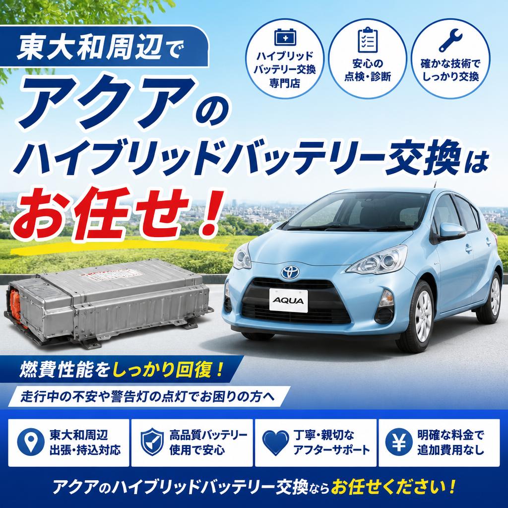 東大和周辺でアクアのハイブリッドバッテリー交換はお任せ！