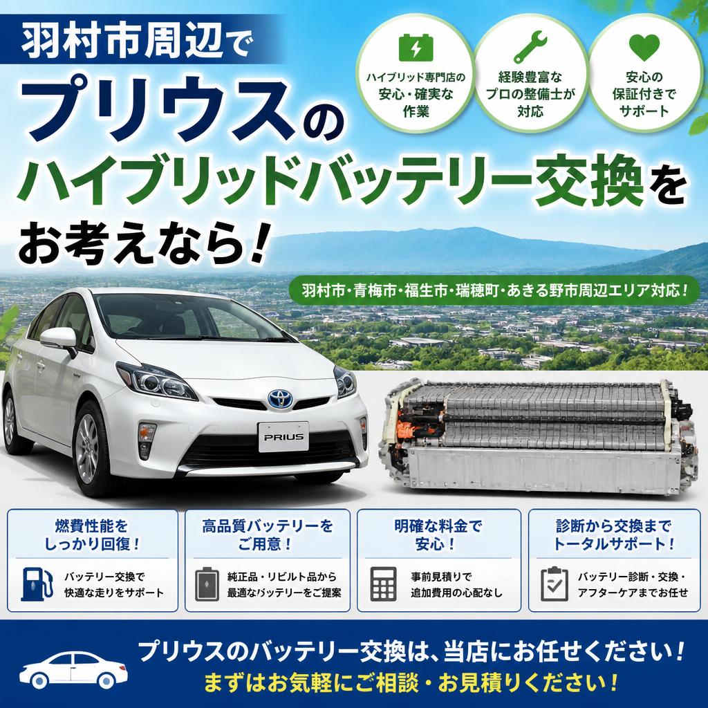 羽村市周辺でプリウスのハイブリッドバッテリー交換をお考えなら！